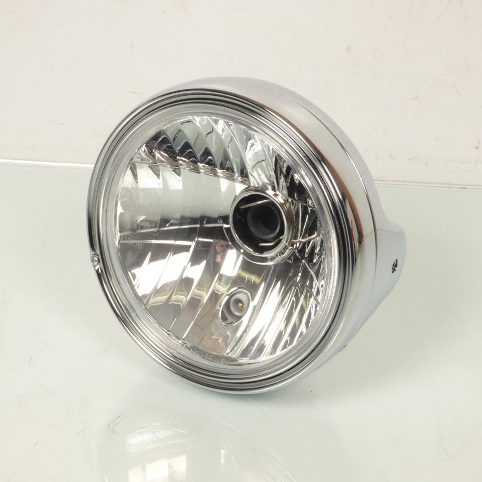 Optique phare avant rond chromé universel Ø200mm adaptable pour moto vitre lisse