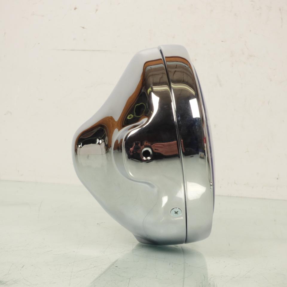 Optique phare avant rond chromé universel Ø200mm adaptable pour moto vitre lisse