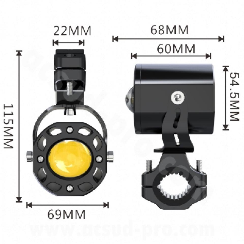 Feu additionnel à LED ECOBENE 12V 50W longue portée pour moto ECO-KD168