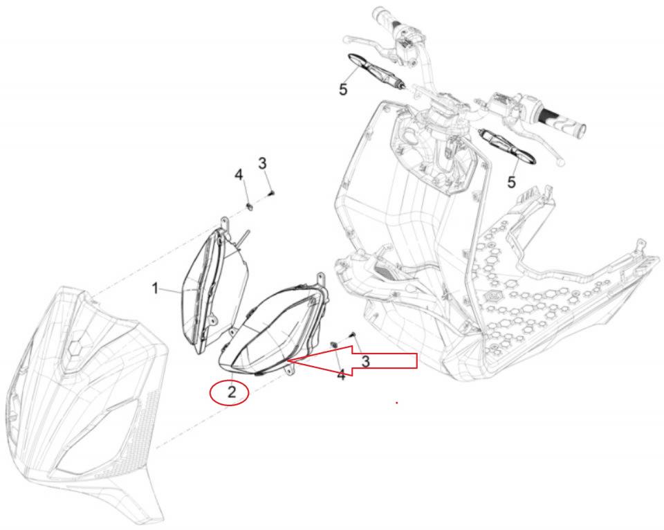 Optique avant geuche pour scooter Piaggio One Après 2021 1D003414 Occasion