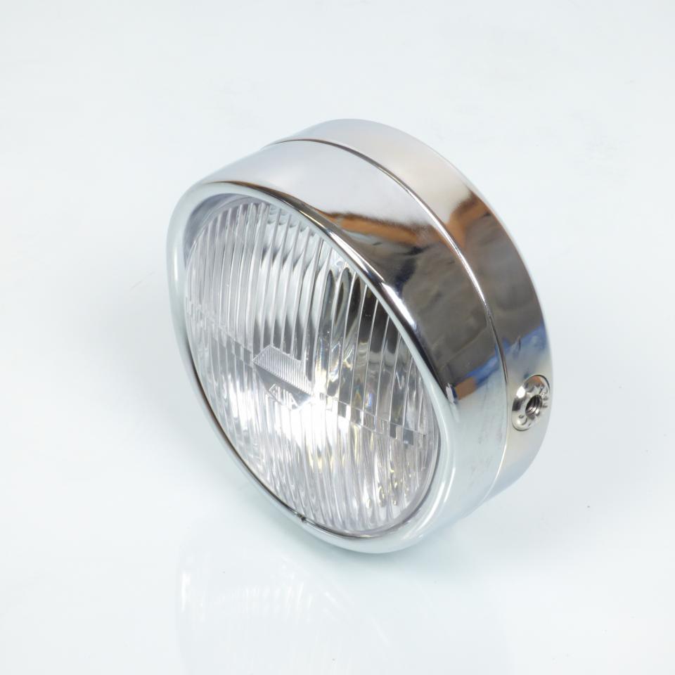 Phare avant rond chromé Guia Ø140 avec casquette + interrupteur pour moto cyclo