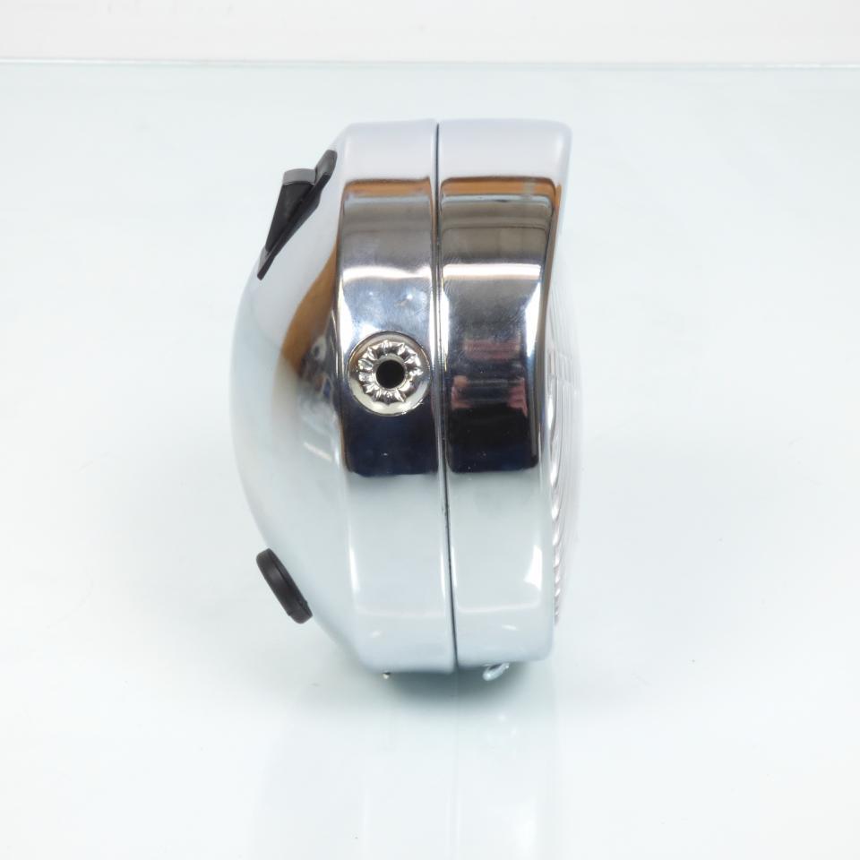 Phare avant rond chromé Guia Ø140 avec casquette + interrupteur pour moto cyclo