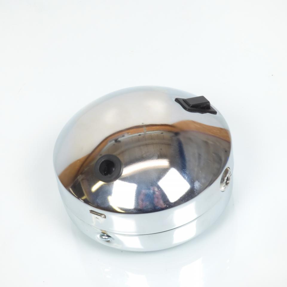 Phare avant rond chromé Guia Ø140 avec casquette + interrupteur pour moto cyclo