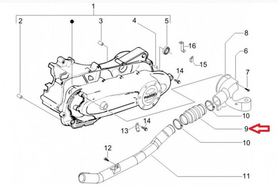 Durite air refroidissement transmission pour scooter Piaggio 50 Fly 4T 2006-2017