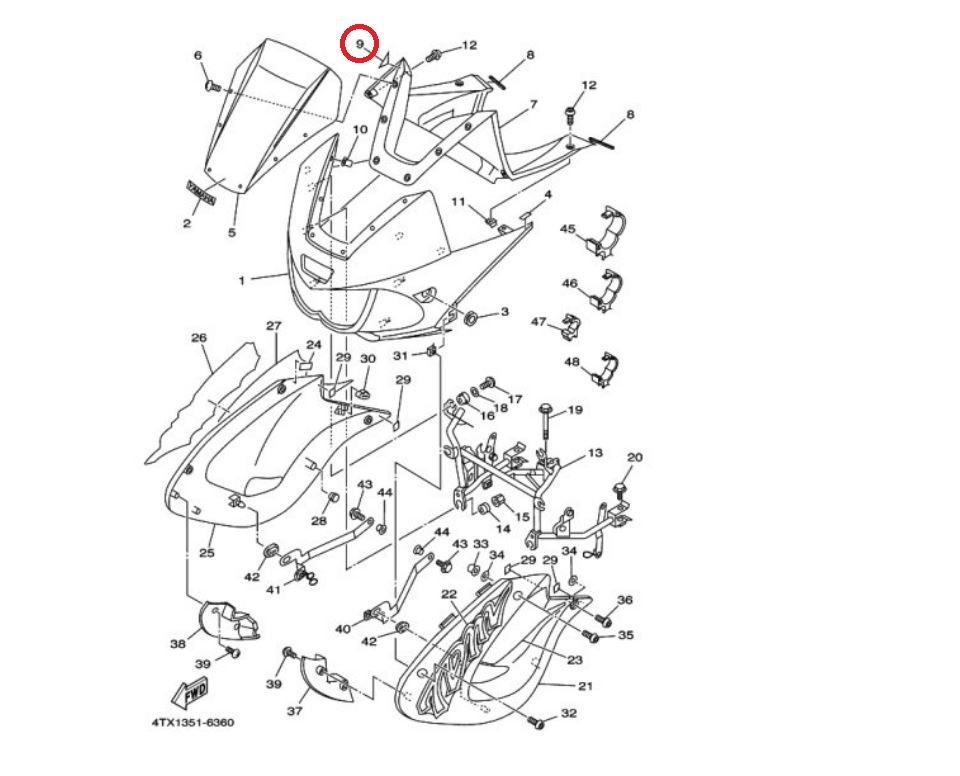 Plastique divers origine pour Moto Yamaha 850 TDM 1998 à 1999 4TX216490000 Neuf