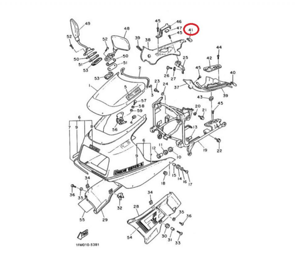 Protection caoutchouc origine pour moto Yamaha 750 FZ 1AE2834800 Neuf