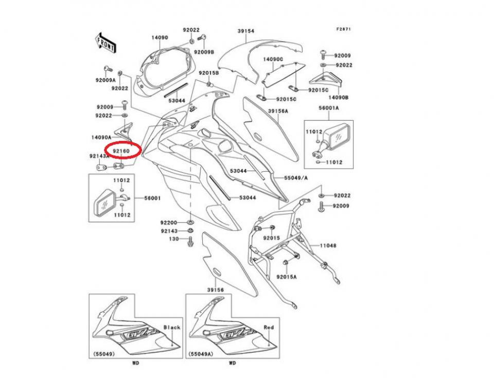 Amortisseur de rétroviseur origine pour Moto Kawasaki 250 Ninja R 921601089 Neuf
