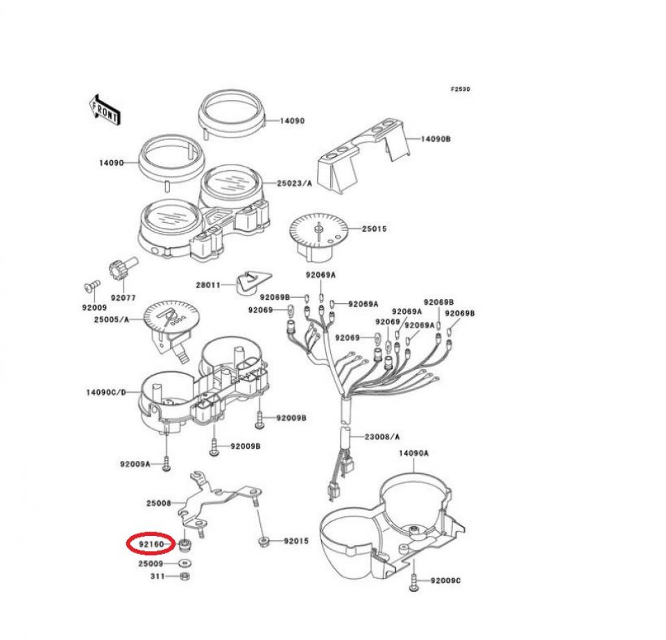 Silentbloc de compteur origine pour Kawasaki 500 ER5 1997 à 1999 921601178 Neuf