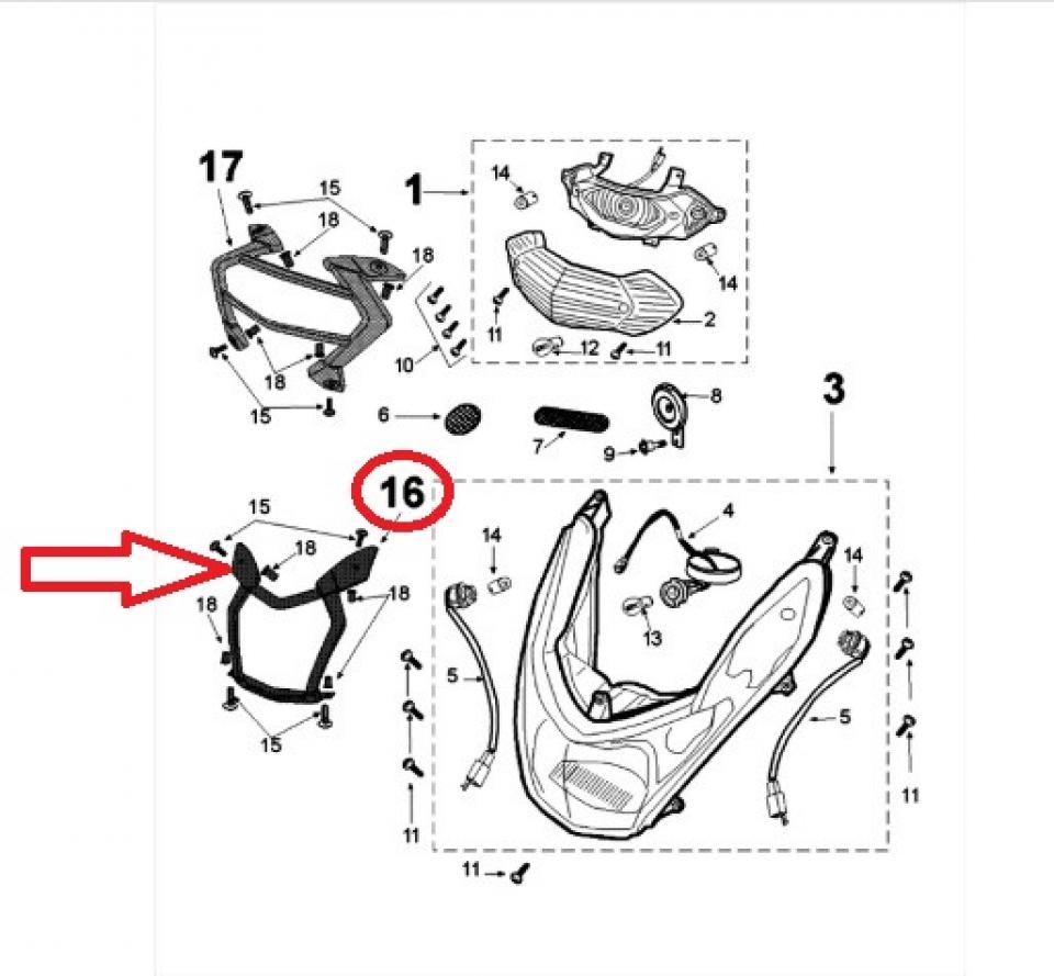 Grille d'optique AV 785961N pour scooter Peugeot 50 STREETZONE 14-17 1178596100