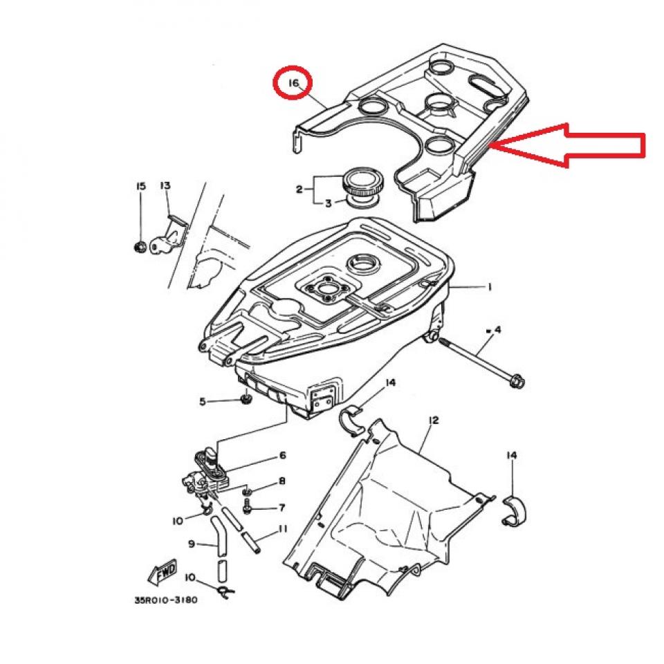 Protection éclaboussure réservoir 3ECF4198 pour scooter Yamaha 50 Beluga 1988-90