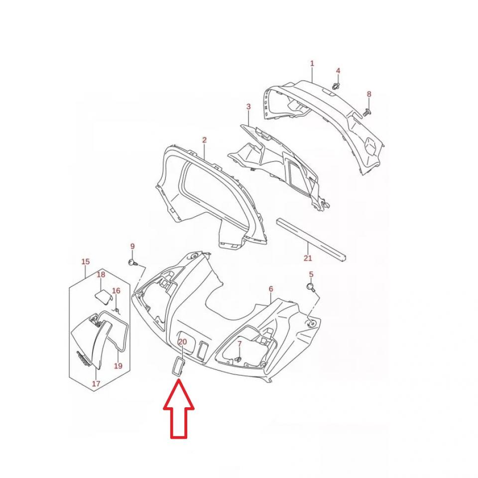 Cache du tablier arrière origine pour scooter Suzuki 650 Burgman 94672-26J00