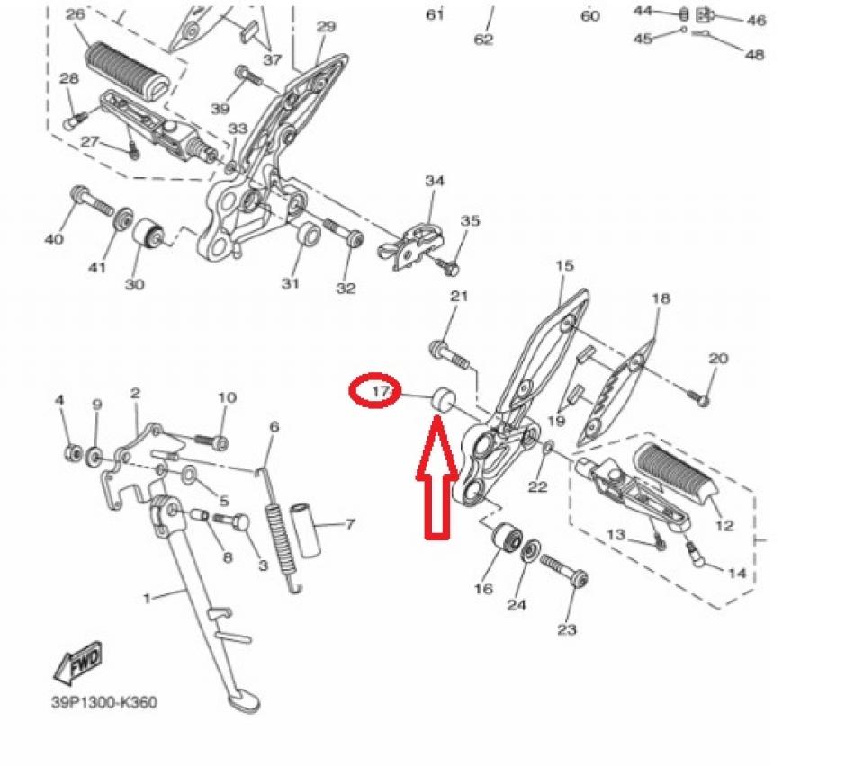 Butée caoutchouc de béquille pour moto Yamaha Fazer 2006 à 2014 5VX-27114 Neuf