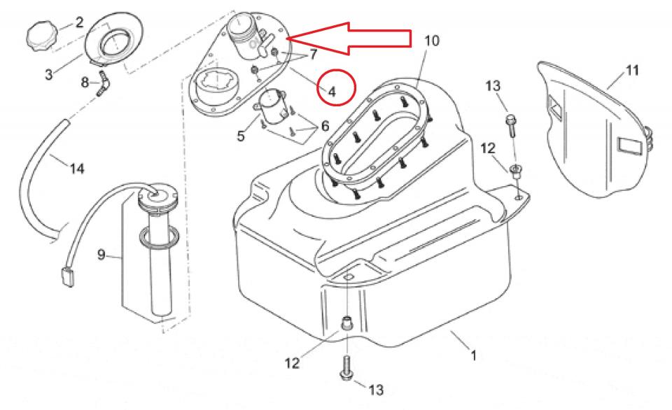 Plastique réservoir carburant pour scooter Aprilia 125 Leonardo ST AP8102736