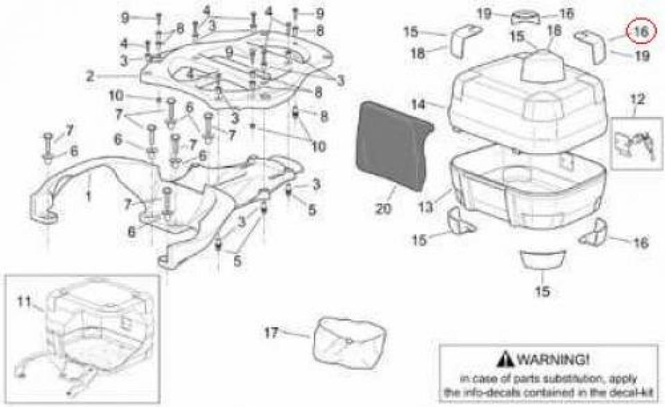 Plastique divers origine pour Scooter Aprilia 125 Scarabeo 1999 à 2004 AP8149338 Neuf