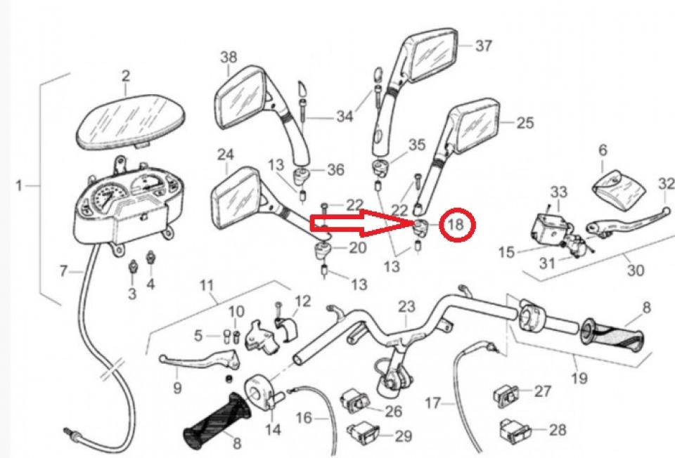 Support plastique rétro D pour scooter Aprilia 50 SR 1993-96 DIS9894 AP8220341
