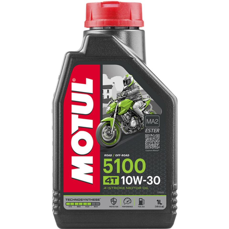 Bidon de 1L d'huile Motul 10W-30 5100 technosynthèse Neuf pour moto scooter