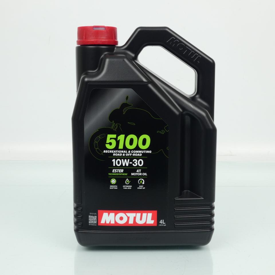Bidon d'huile lubrifiant Motul 5100 10W30 4T 4L pour moto route TT scooter quad