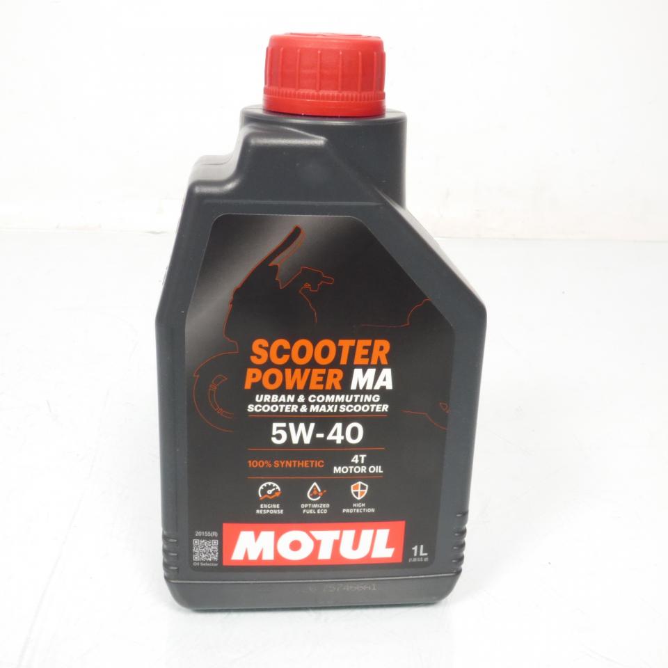 Bidon huile lubrifiant Motul Scooter Power 4T 5W40 1L pour scooter JASO MA Neuf