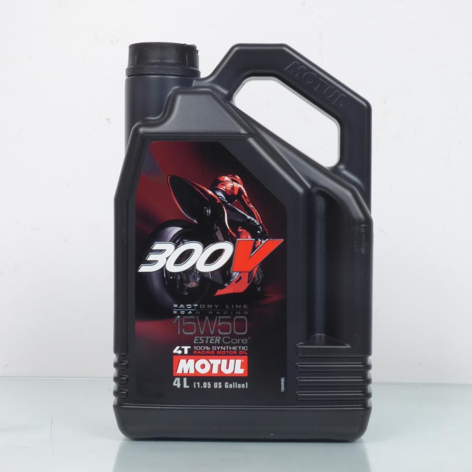 Bidon de 4 litres d'huile Motul 15W50 300V 4T 100% Synthèse pour moto compétition