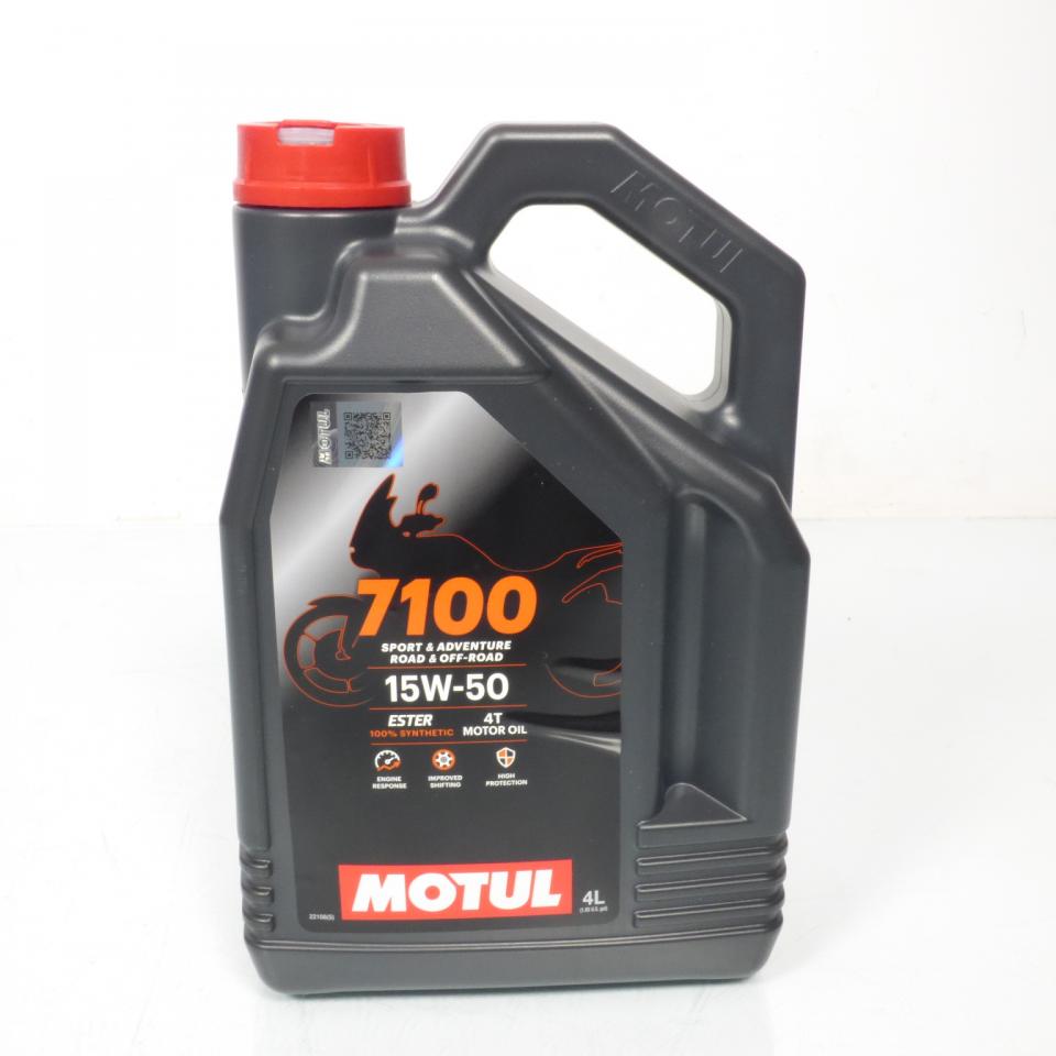 Bidon d'huile Motul 15W-50 7100 MA2 100% synthèse pour moto 4T 4L Neuf