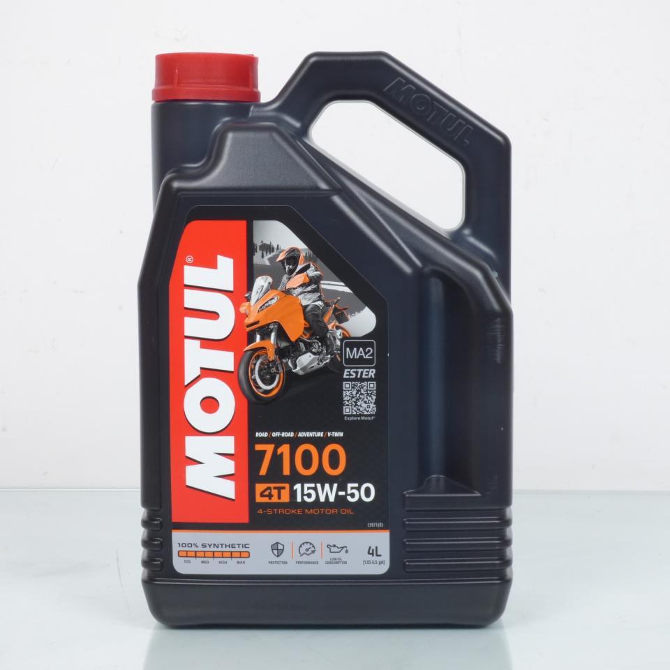 Bidon d'huile Motul 15W-50 7100 MA2 100% synthèse pour moto 4T 4L Neuf
