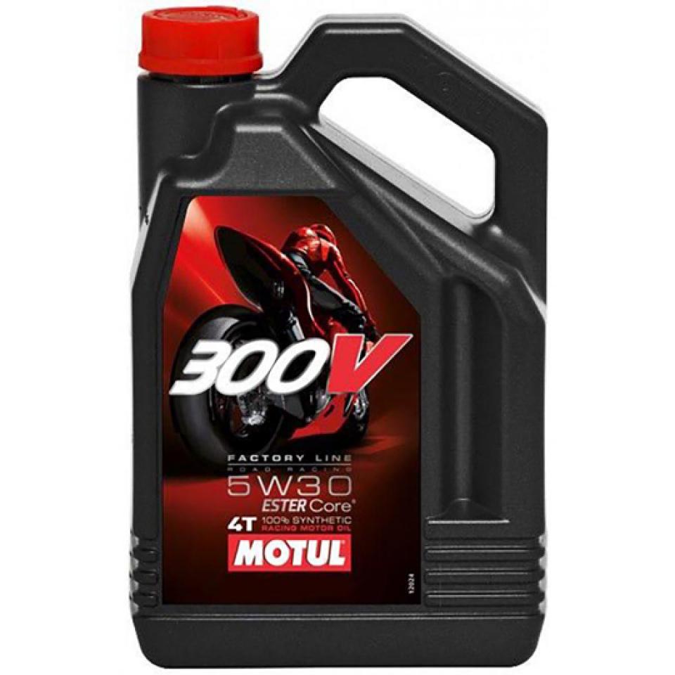 Bidon d'huile Motul 300V Road Racing 5W30 4T 100% Synthèse 4L pour moto Neuf