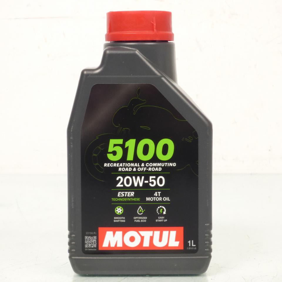 Bidon de 1L d'huile MOTUL 5100 20W50 MA2 Technosynthèse pour moteur 4T 20W-50
