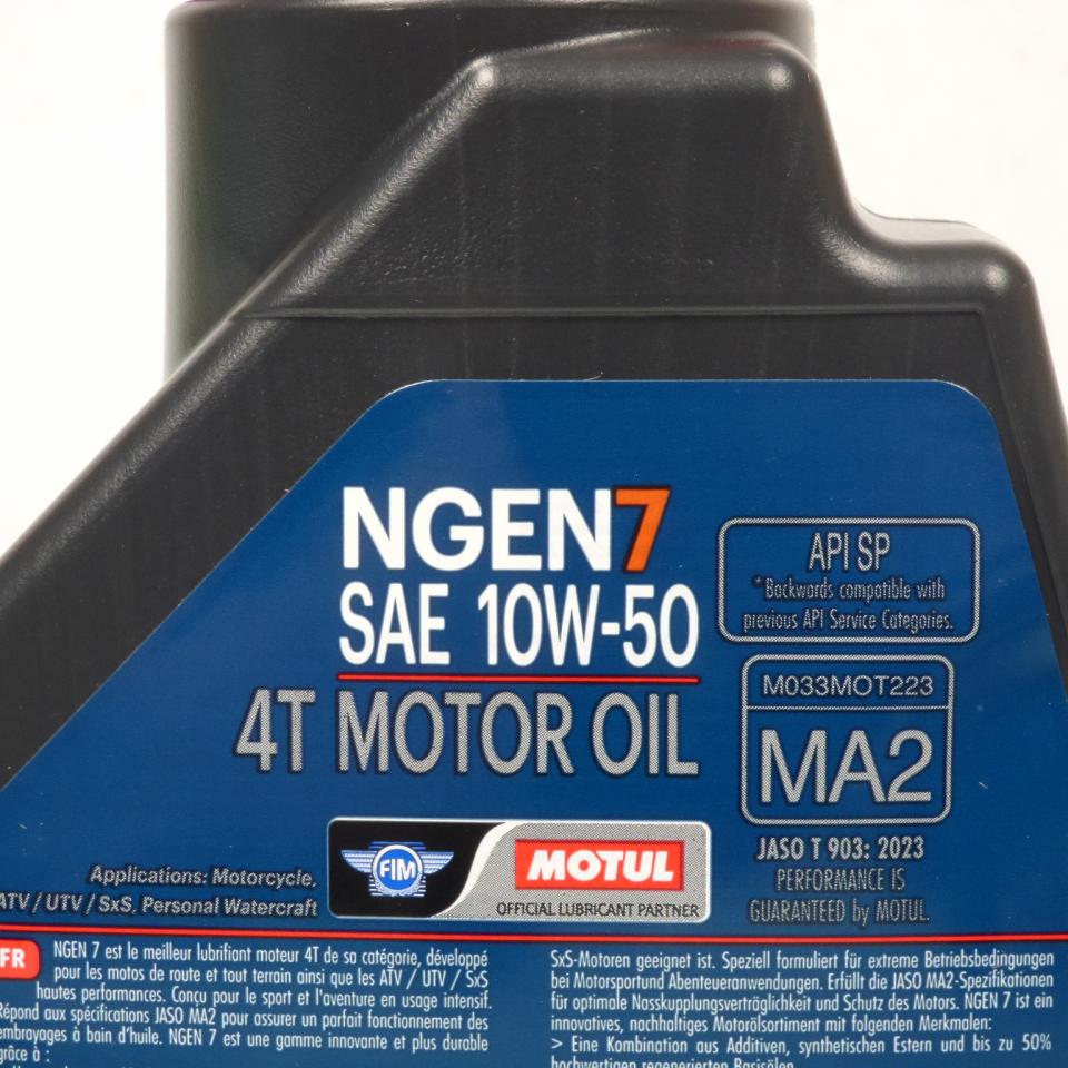Bidon de 1 Litres d'huile Motul NGEN 7 10W50 API SP JASO MA2 10W-50