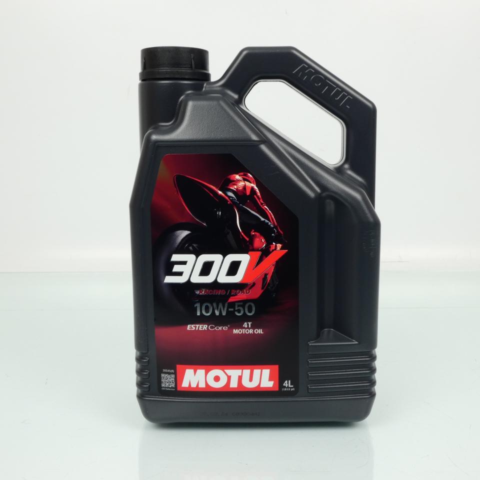 Bidon d'huile Motul 300V Road Racing 10W50 4T 100% Synthèse 4L pour moto Neuf