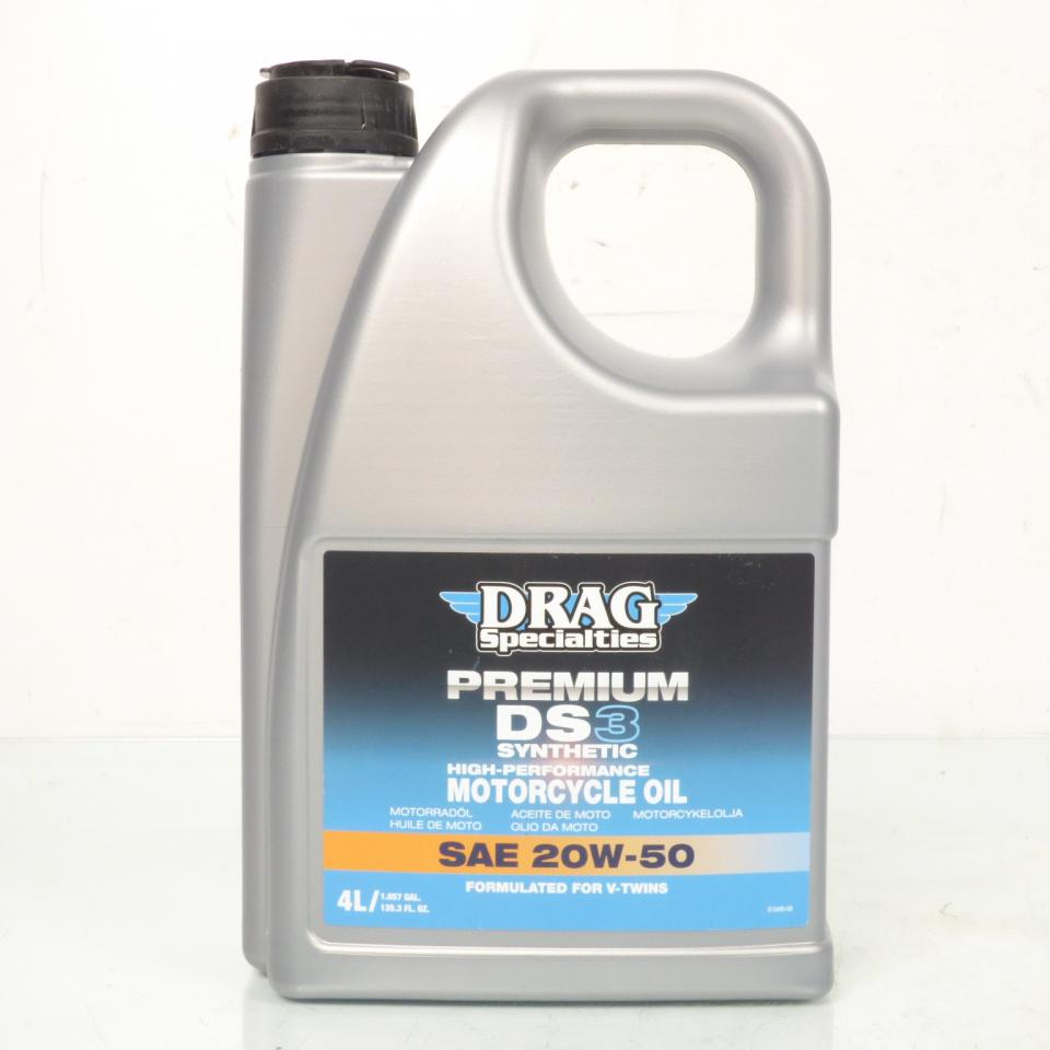 Bidon 4L huile 20W-50 100% synthèse Drag Specialties pour moto 503162 20W50