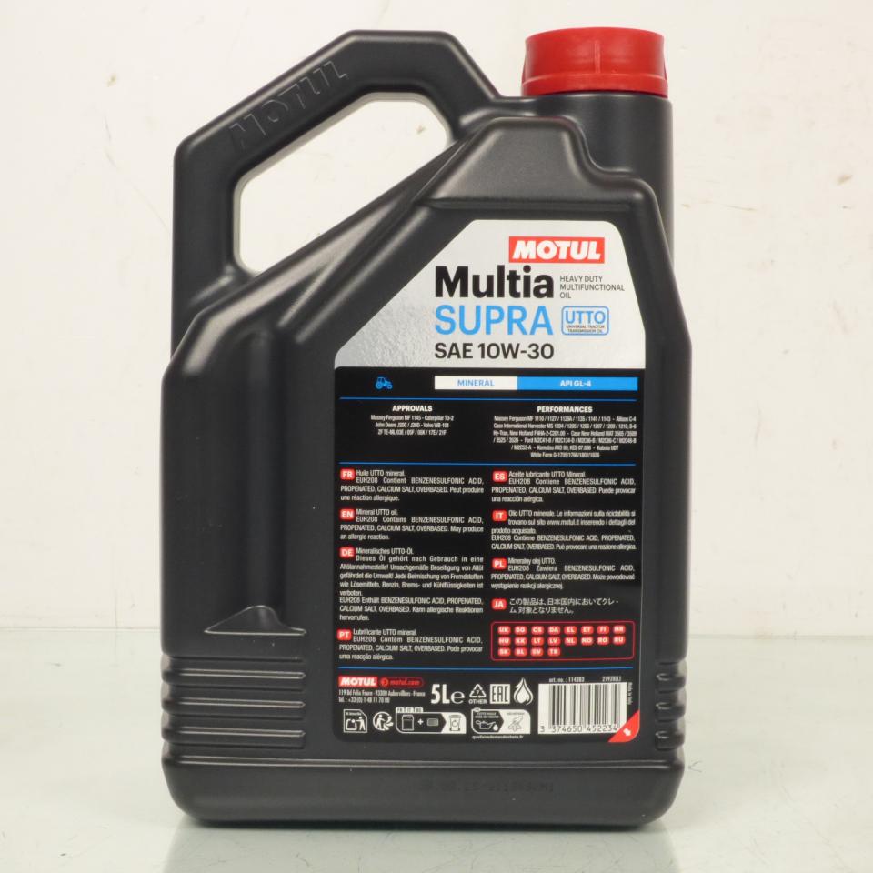 Huile MOTUL MULTIA SUPRA UTTO 10W-30 API GL-4 transmissions frein à bain d'huile