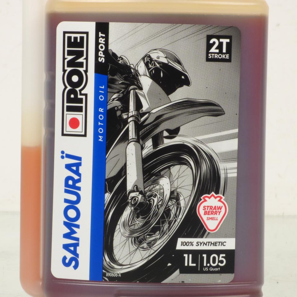 Huile 2T Ipone Samouraï fraise bidon doseur 1L pour moto cross mélange manuel