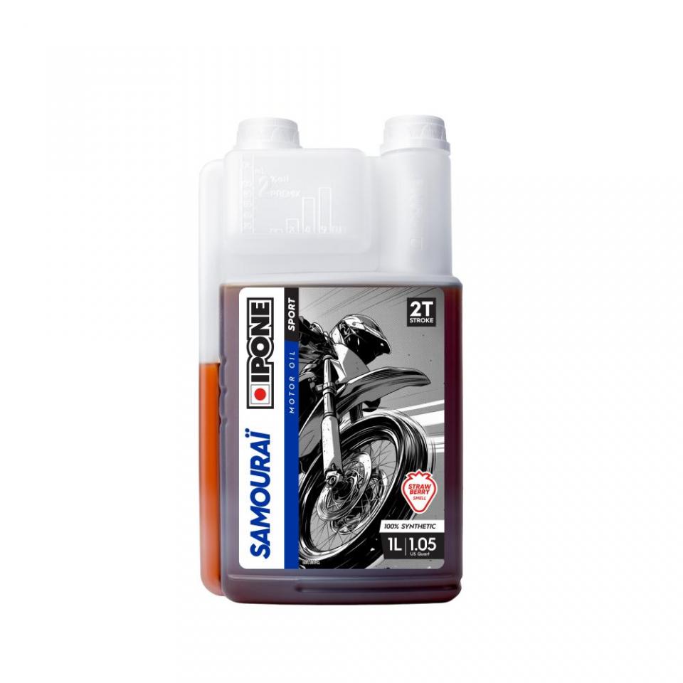 Huile 2T Ipone Samouraï fraise bidon doseur 1L pour moto cross mélange manuel