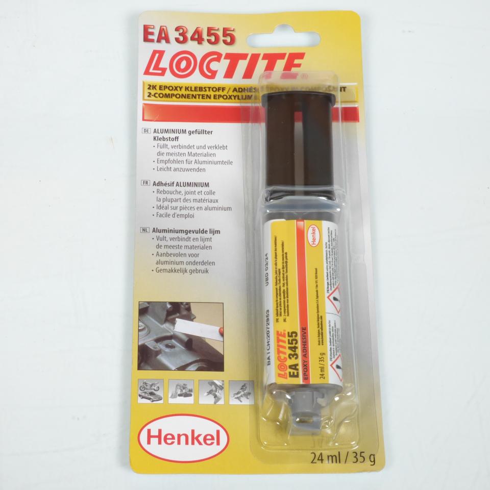 Seringue de colle adhésif résine époxy bi-composant Loctite EA 3455 carter alu