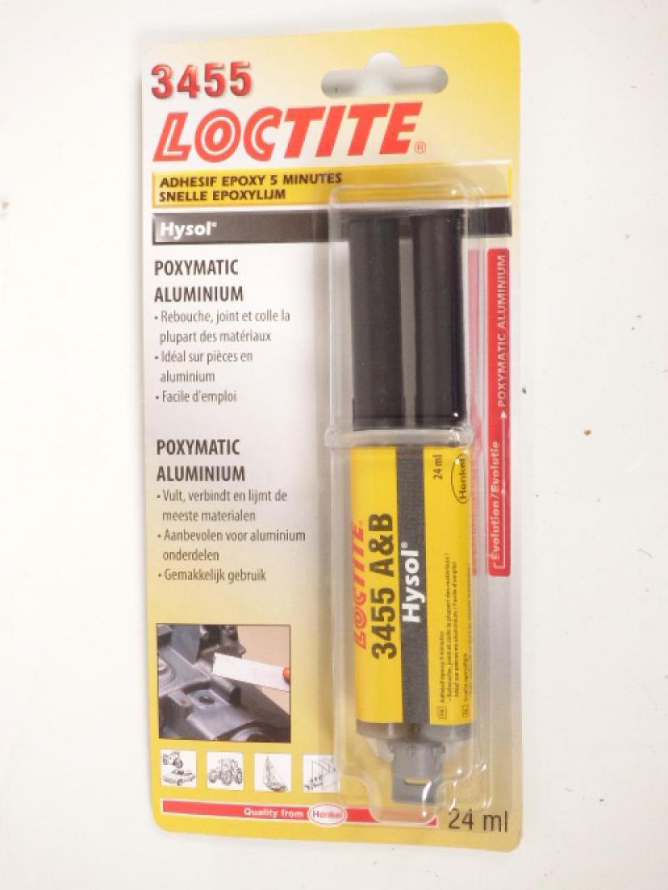 Seringue de colle adhésif résine époxy bi-composant Loctite EA 3455 pour carter alu moto scooter quad