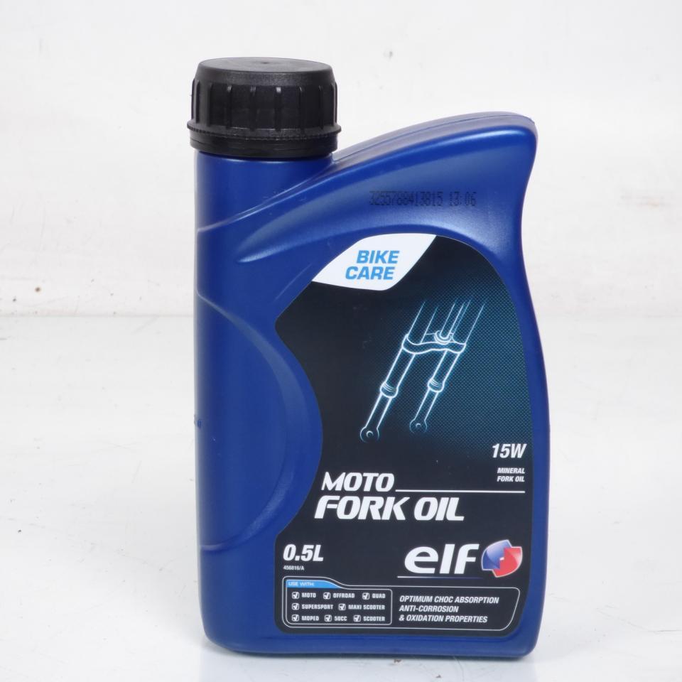 Huile de fourche en bidon de 0.5L de la marque Elf Fork Oil 15W pour moto Neuf