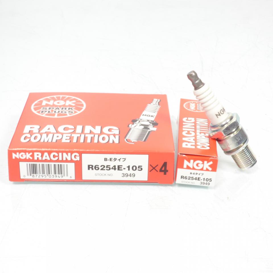 Bougie d'allumage NGK pour Moto Kawasaki 125 KX 1990 à 1994 R6254E-105 / 3949 / Par 4 Neuf