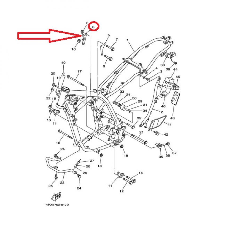 Support moteur supérieur droit pour moto Yamaha 250 TTR 4GY-21318-01 Neuf