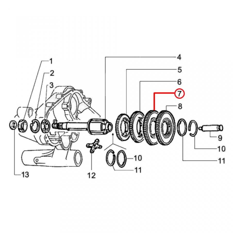 Pignon boite 2ème vitesse RMS pour scooter Piaggio 200 Vespa Rally 1972 à 1979