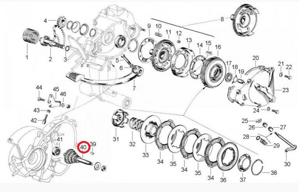 Arbre secondaire boite vitesse RMS pour Piaggio Vespa Et3 Primavera 112377 Neuf