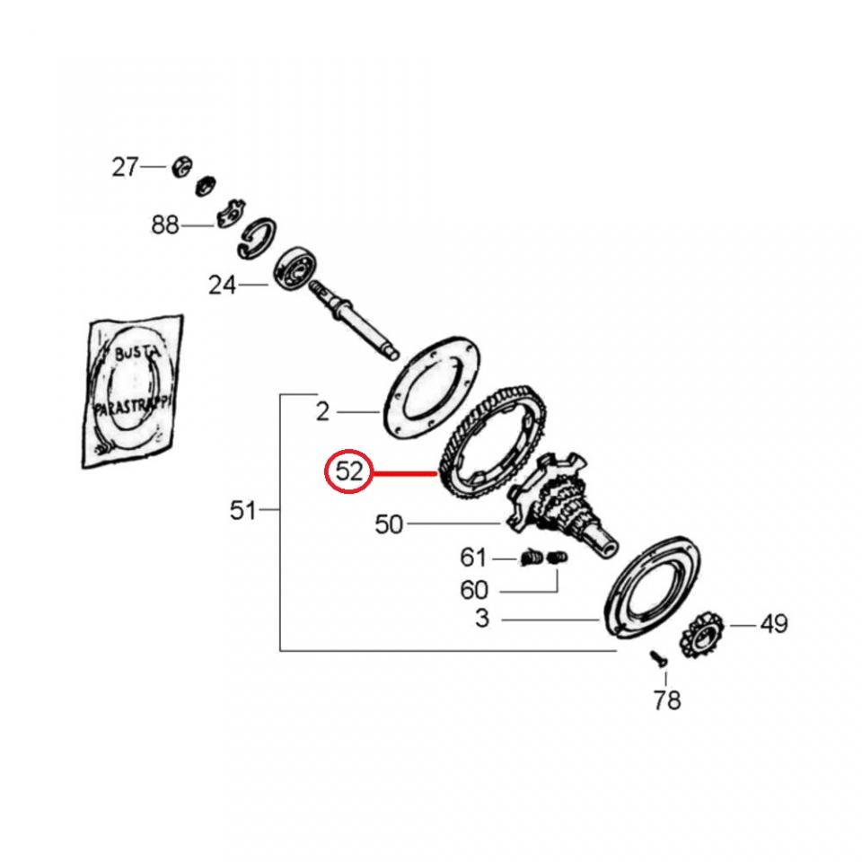 Pignon primaire de boite RMS pour scooter Piaggio 200 Vespa Pxe 1977 à 1997 Neuf