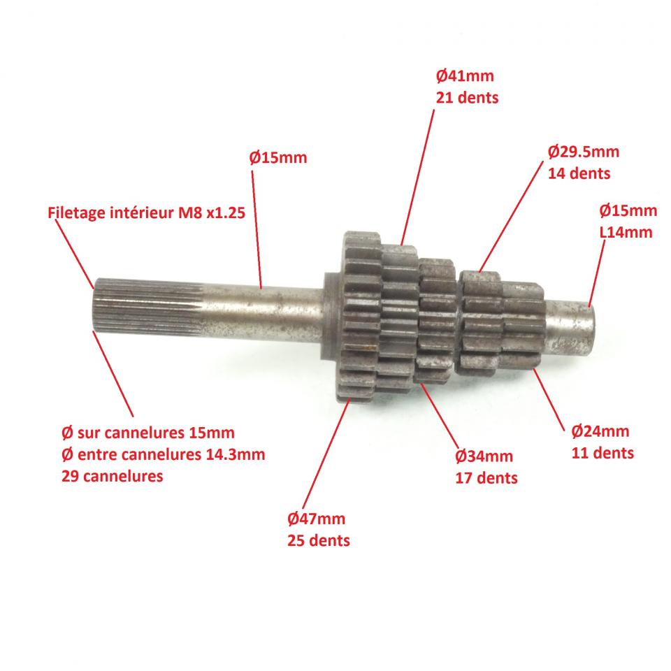 Arbre primaire de Boite de vitesse origine pour moto Peugeot 80 TXE 057809 Neuf