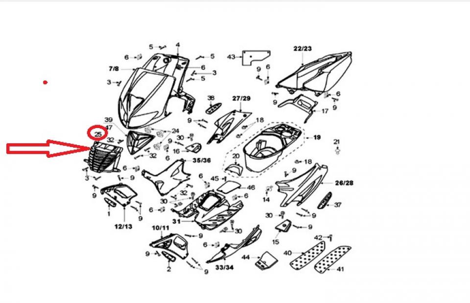 Prise d'air tablier avant pour scooter Peugeot 50 Speedfight 11734272 742839BL