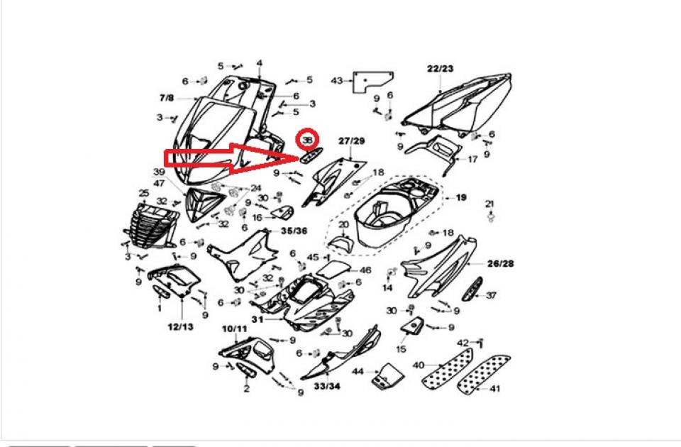 Grille Noir ARD origine pour scooter Peugeot 50 Speedfight 2 2008 736038N Neuf