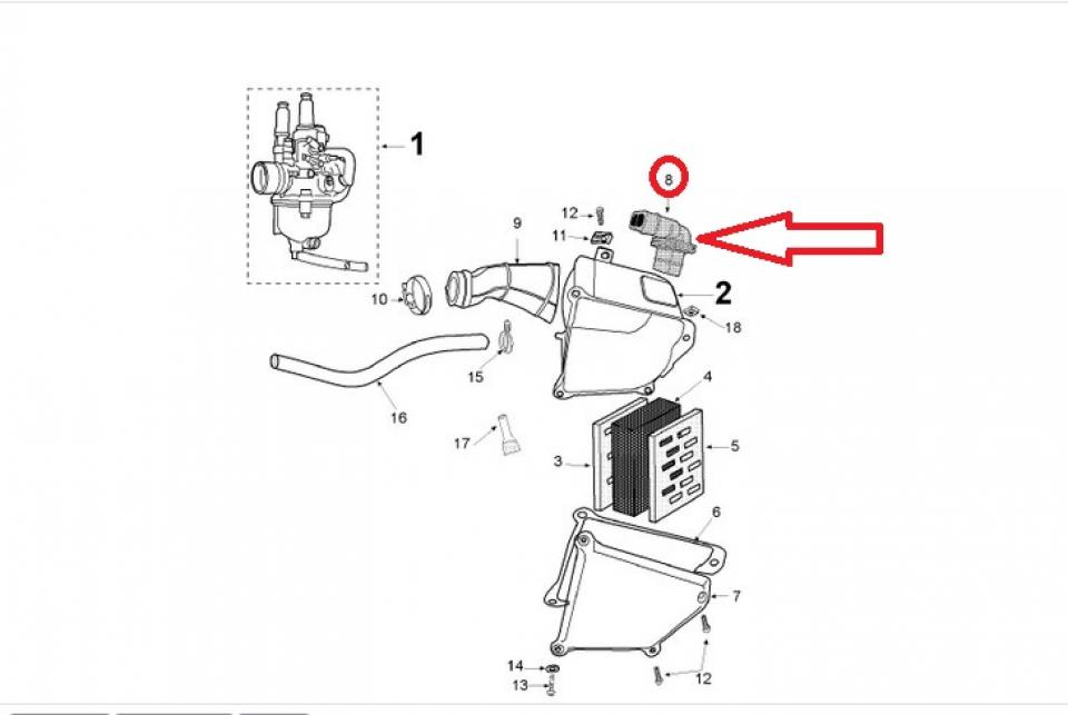 Prise d'air entrée boite à air pour moto Peugeot 50 XP6 759821 Neuf