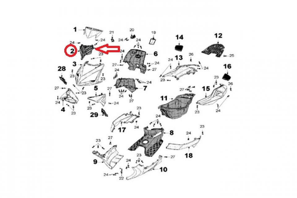 Prise d'air pour scooter Peugeot 50 Speedfight 3 774157N 1177232100 Noir neuf