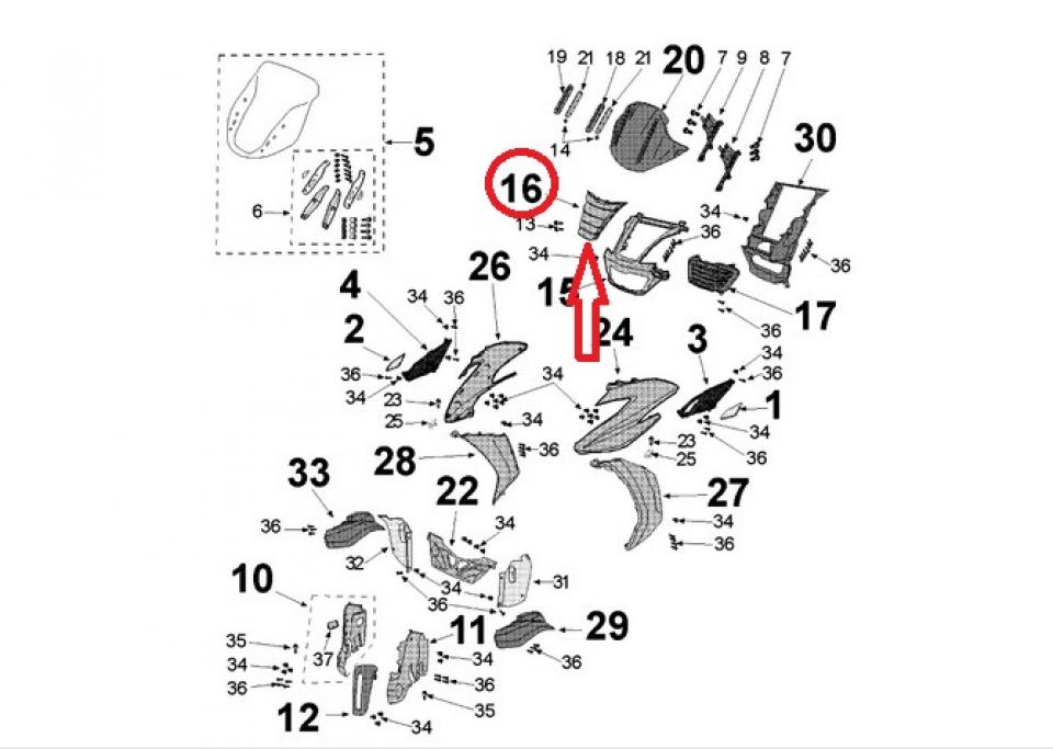 Prise d'air de tablier avant pour scooter Peugeot 400 Metropolis 781803N1 Neuf