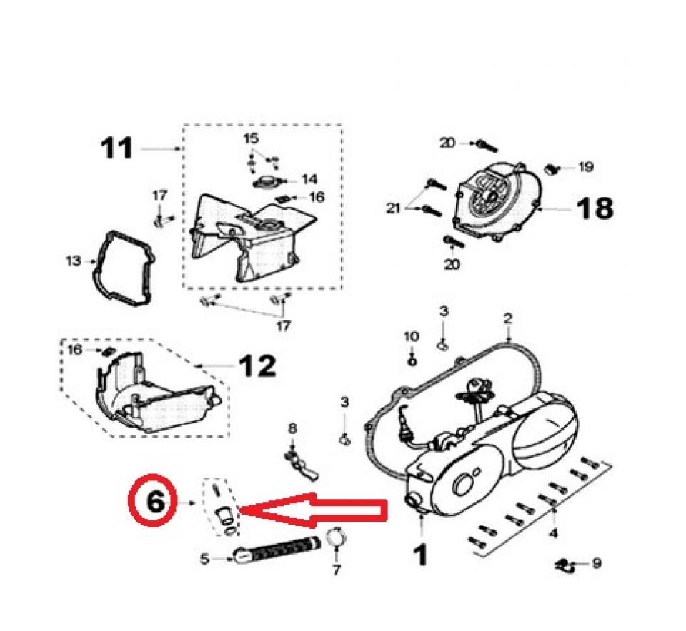 Prise air manchon transmission pour scooter Peugeot 50 V-Clic 759129 Neuf