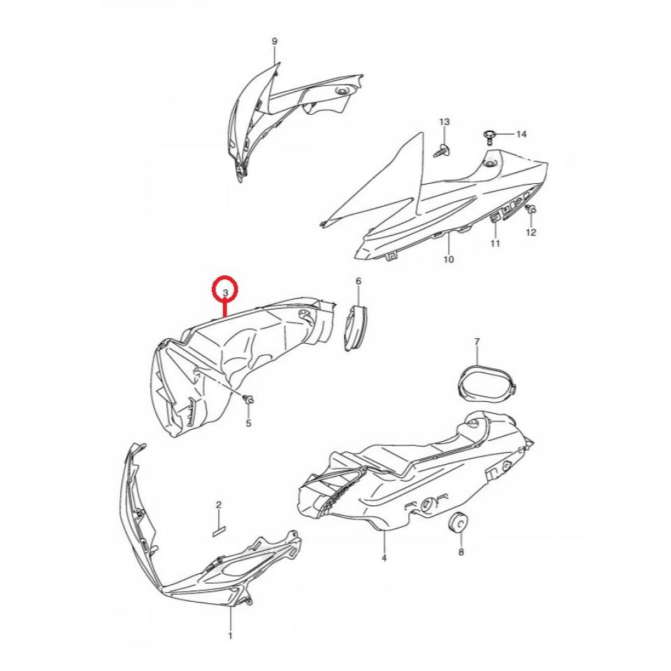 Prise d air origine pour moto Suzuki 600 GSXR 2011 à 2014 94420-14J00 Neuf