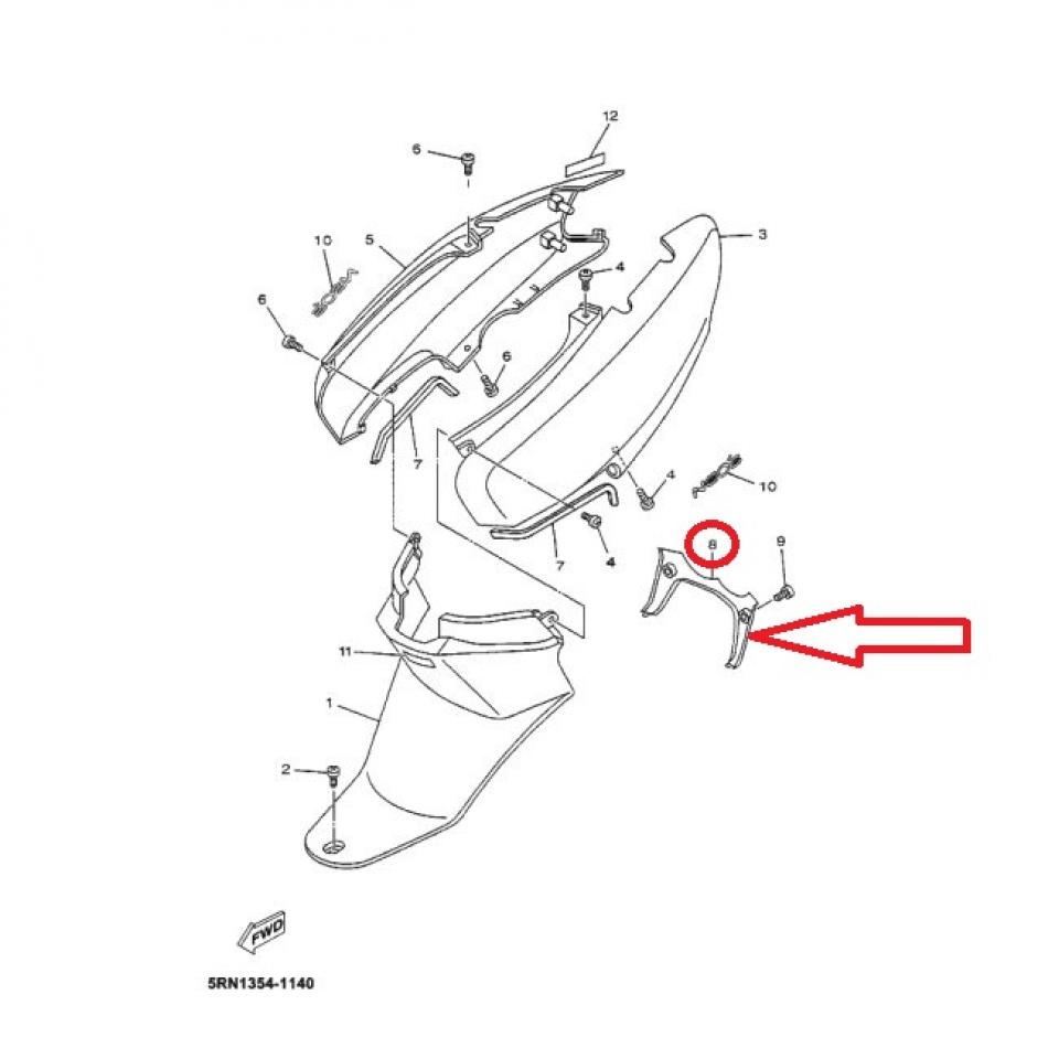 Inter-coque AR pour scooter MBK 50 Ovetto 2006 5AD-F171N-00-P3 Violet foncé